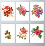 手绘木槿花PNG免抠素材