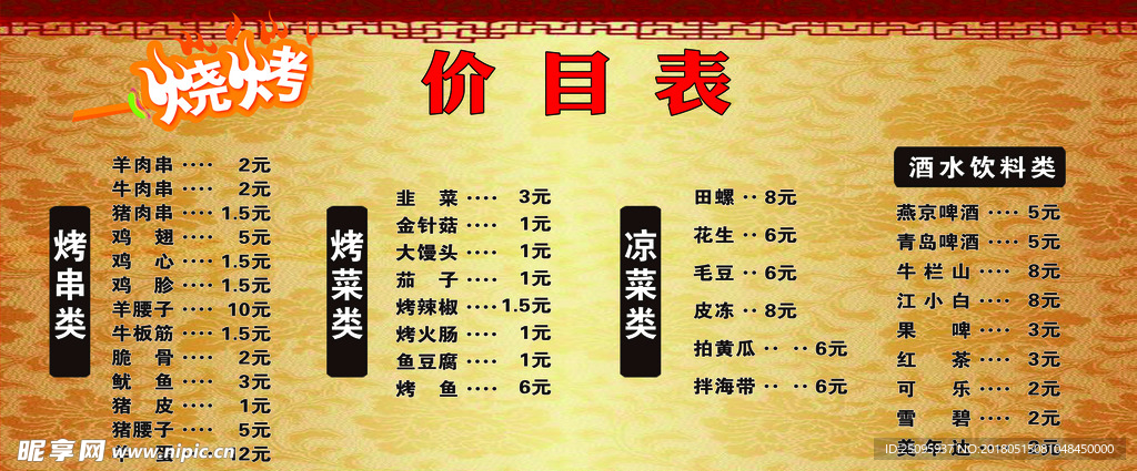 价目表