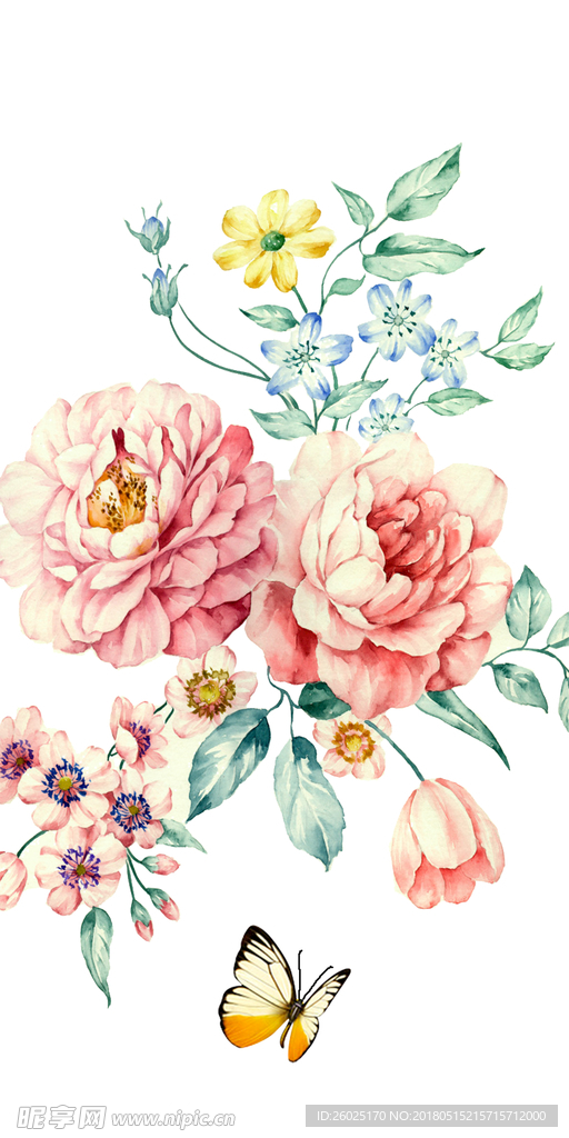 花和蝴蝶图案