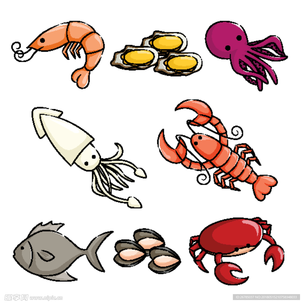 卡通海洋生物