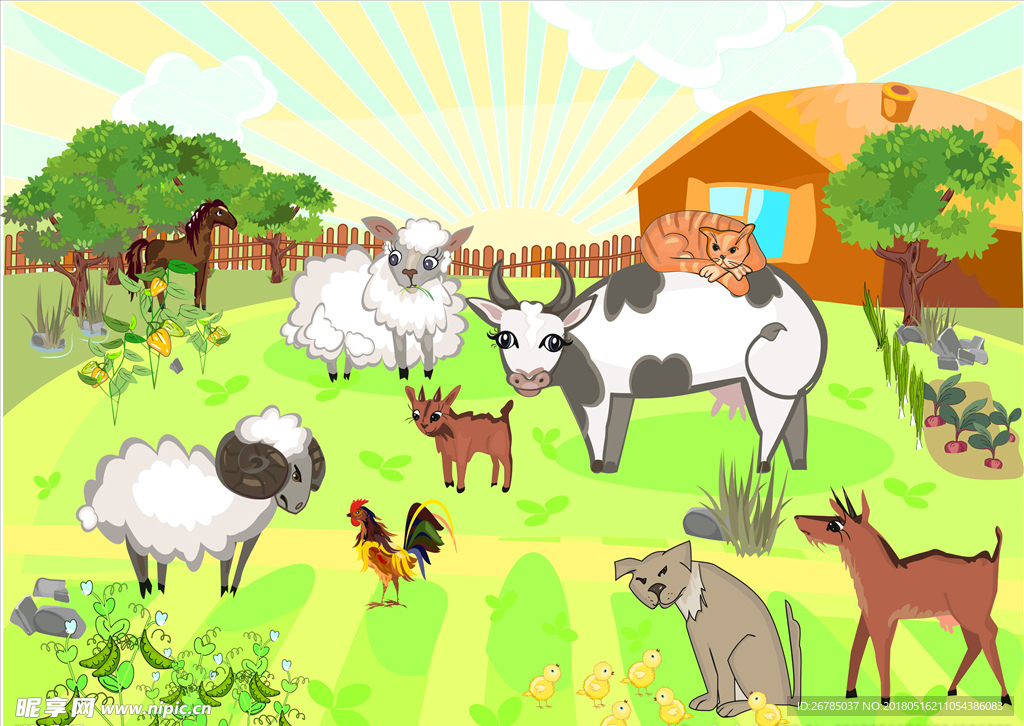 农场动物插画