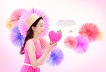 美女花形折纸海报