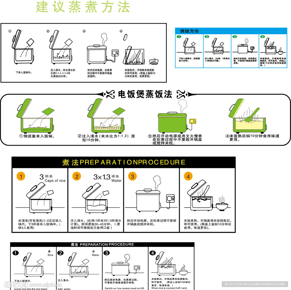 米饭蒸煮方法