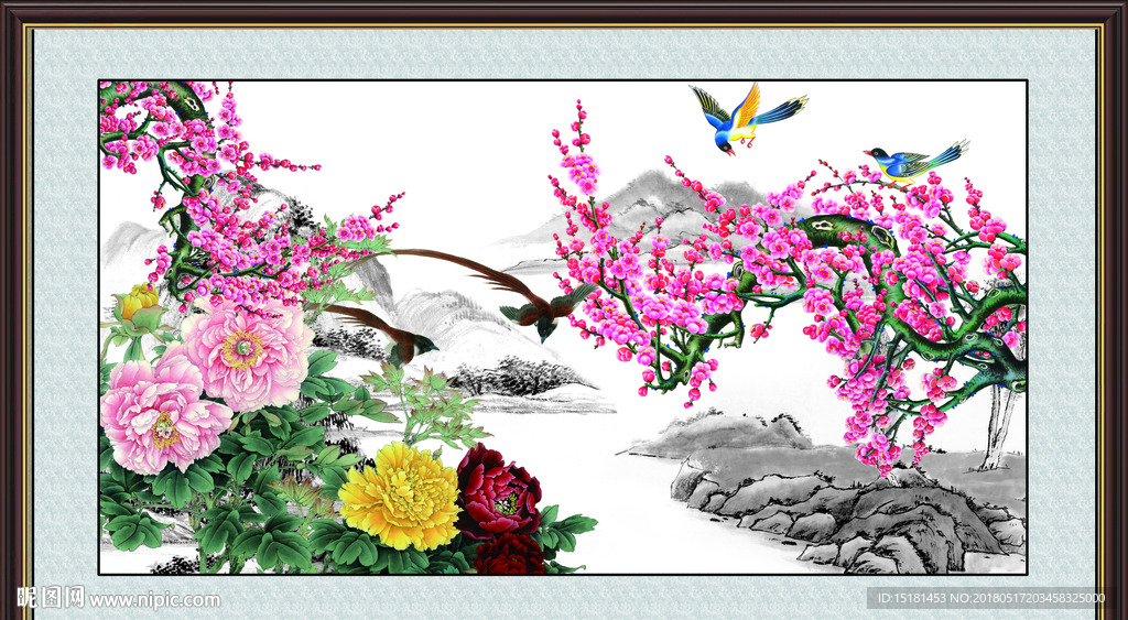 牡丹梅花图