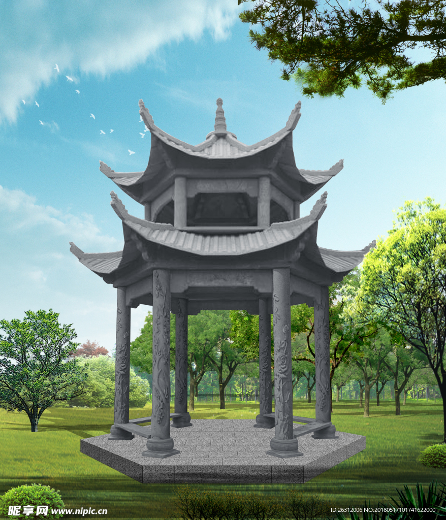 石材 凉亭 灰石