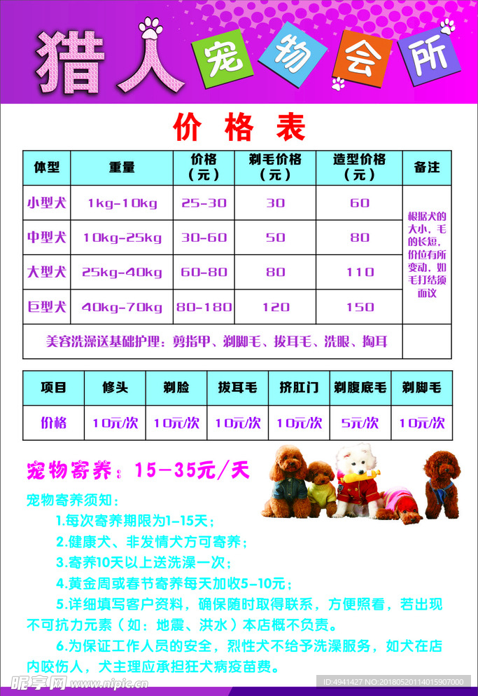 宠物价格表