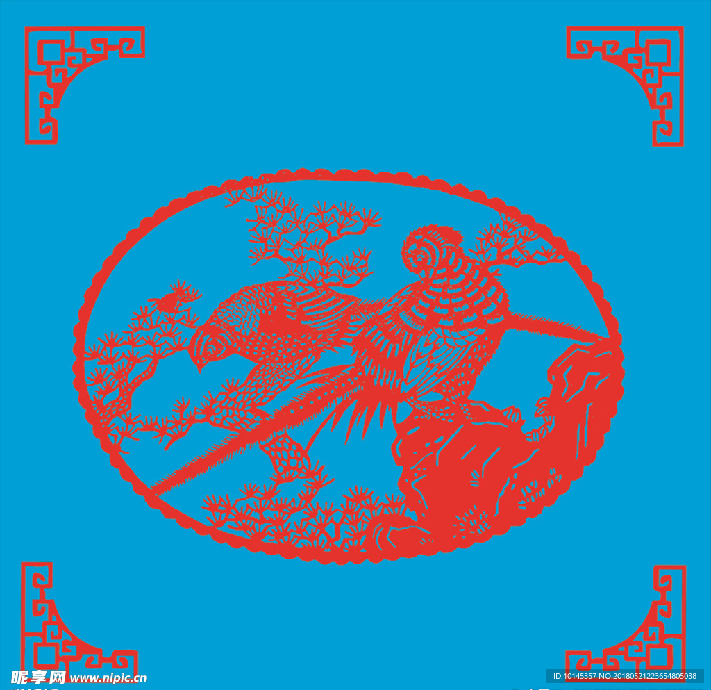 鸟与松树剪纸