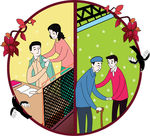 妻贤夫祸少卡通人物插画