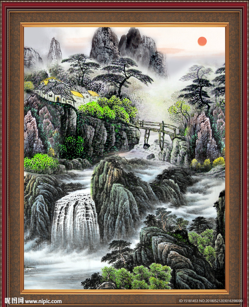 国画山水 流水生财