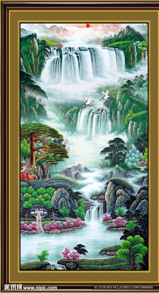 竖幅国画山水