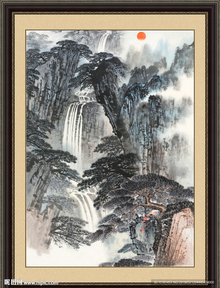 竖幅国画山水