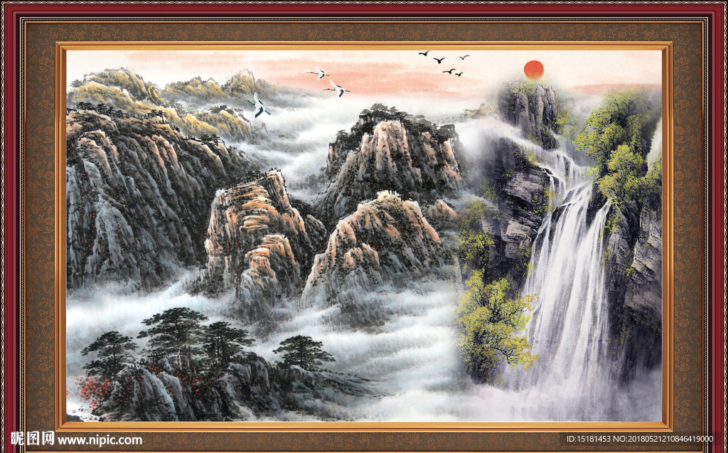 国画山水 流水生财