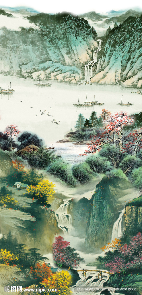 山水国画玄关