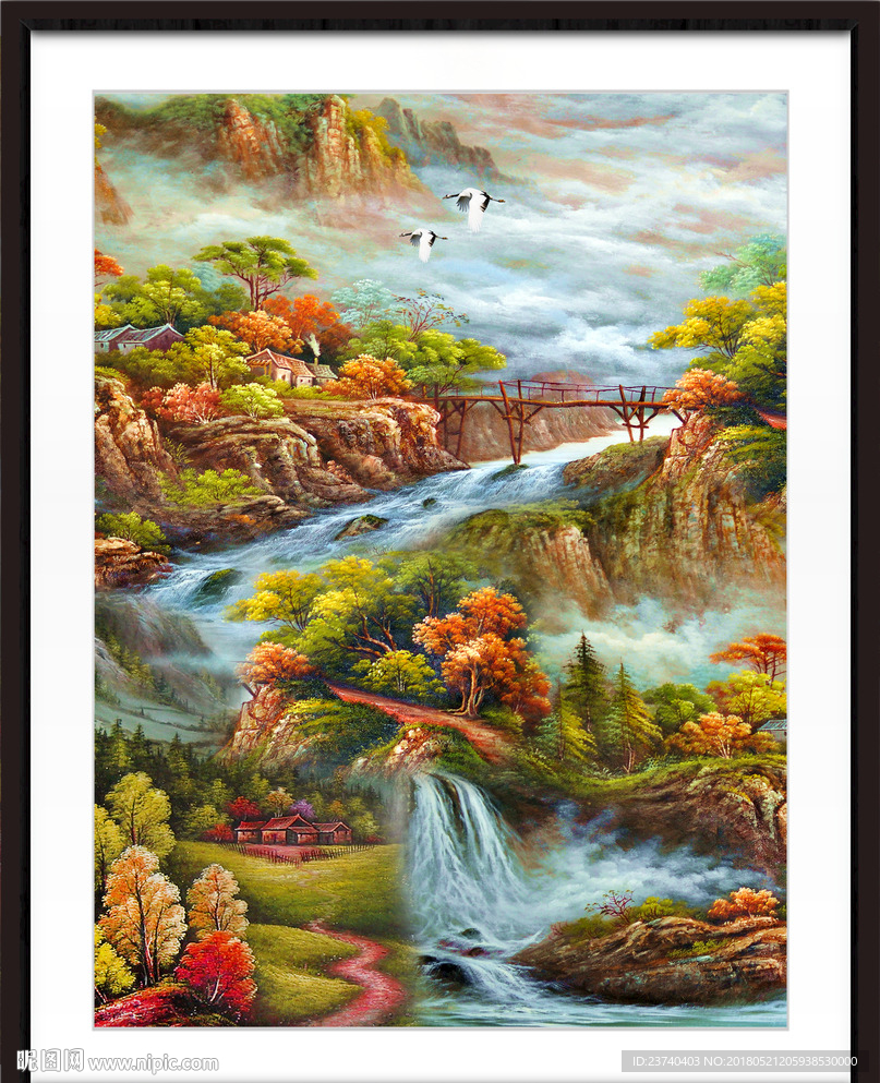 油画风景竖幅