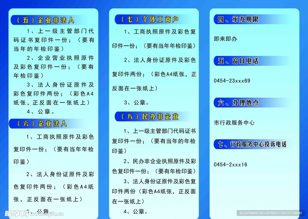 行政服务中心告知单内页