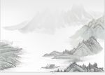 水墨古风山水画装饰png底图