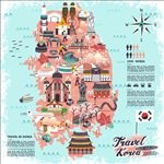 韩国旅游扁平化设计矢量