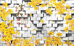 3D砖墙兰花图片