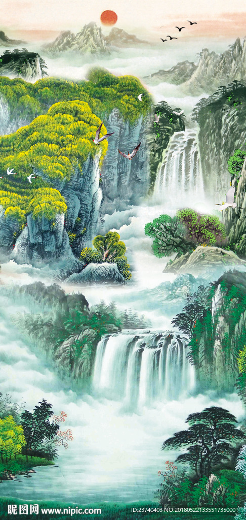 山水国画玄关