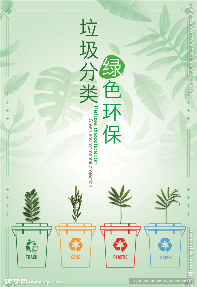 绿色环境保护垃圾分类海报