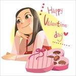 手绘微笑女孩情人节礼物海报素材