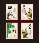 梅兰竹菊 展画 挂画