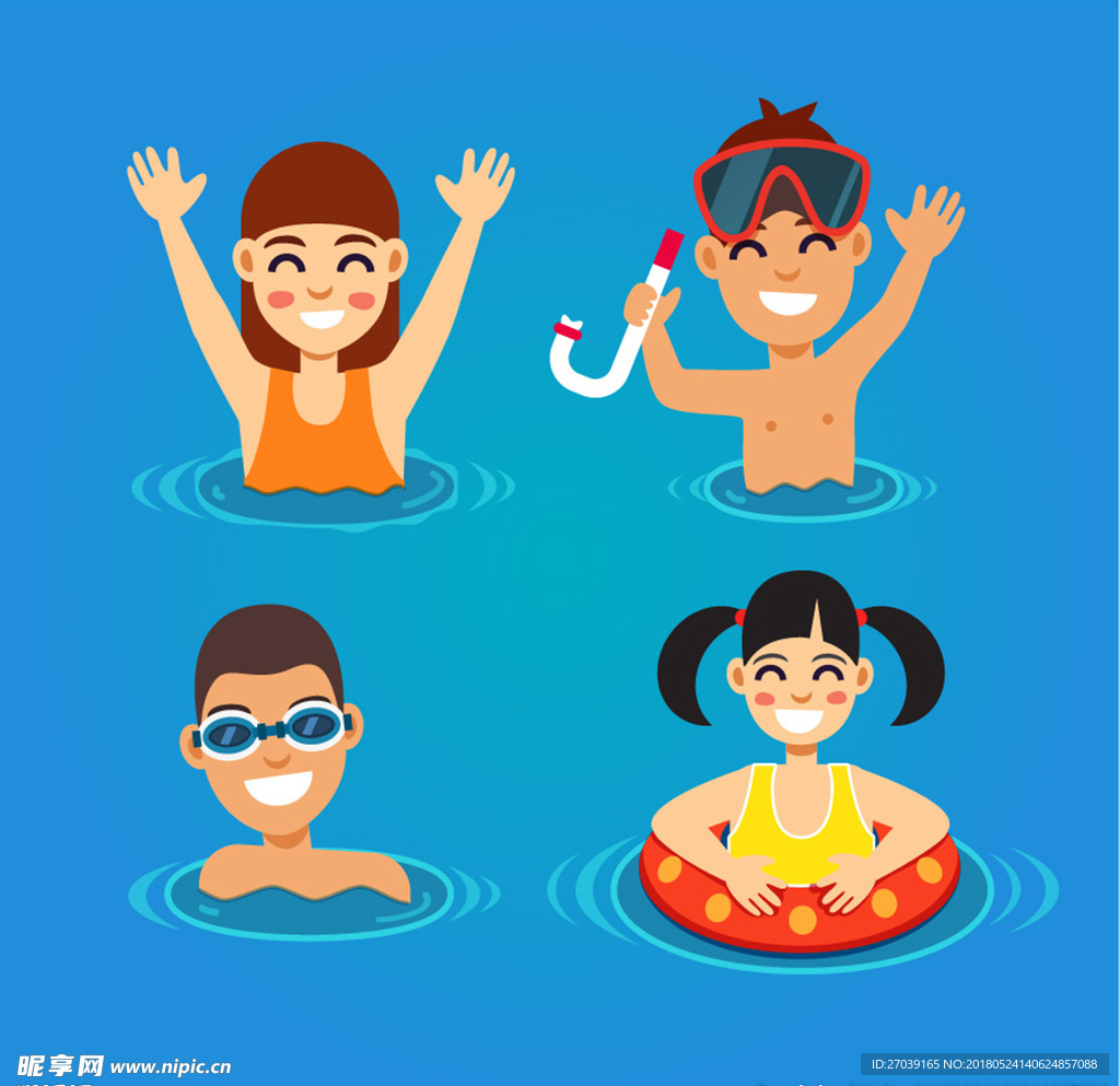 卡通游泳运动健身素材免费下载 - 觅知网