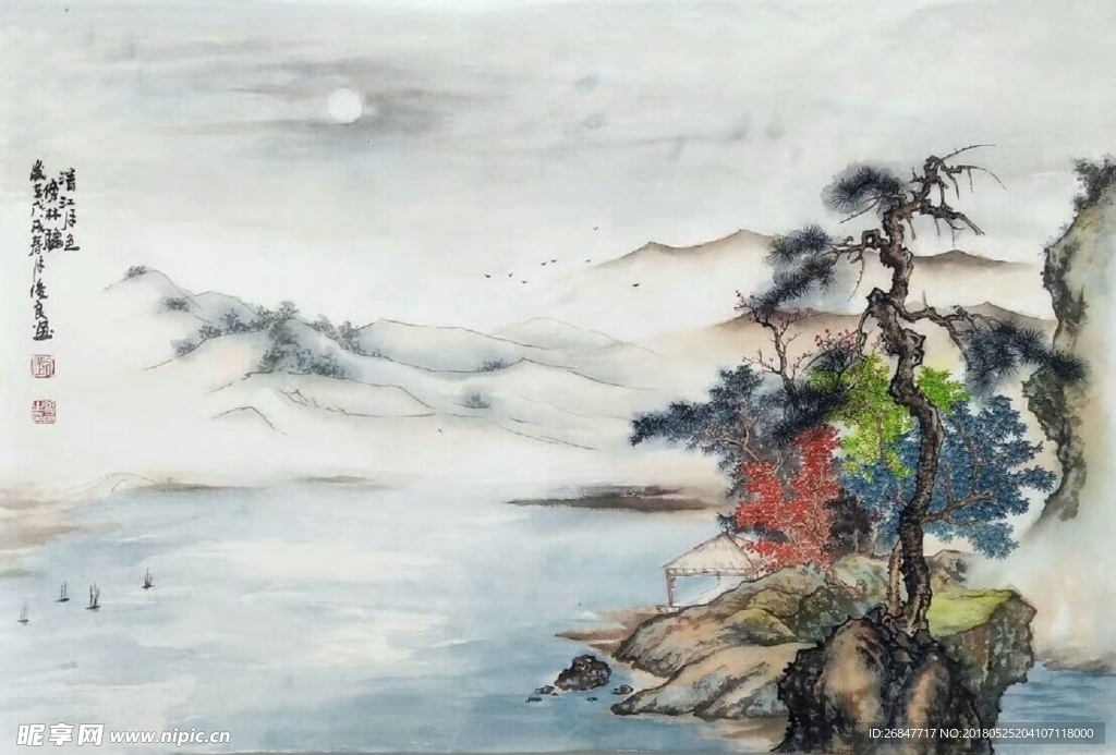 国画传统山水画刘俊良中国风国画