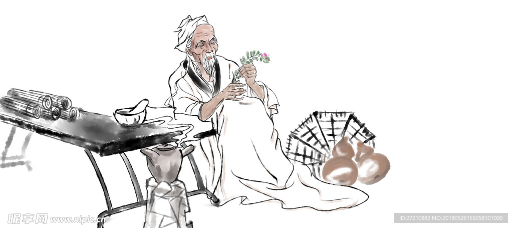 国画风 华佗 插图插画