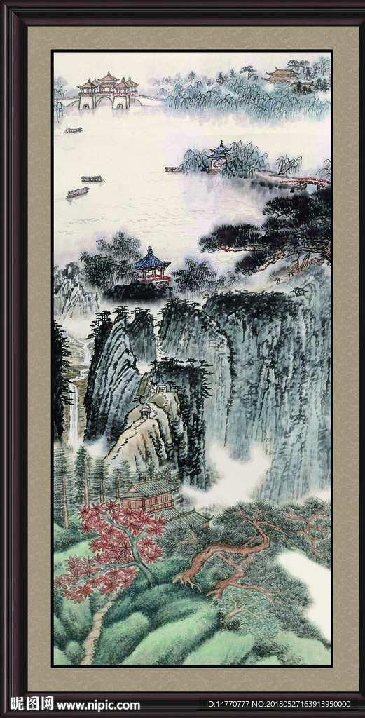 竖幅国画风景