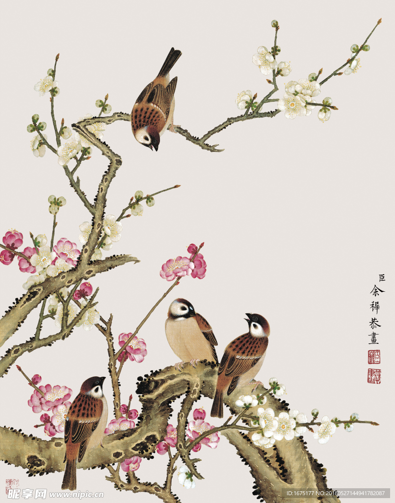 水墨花鸟