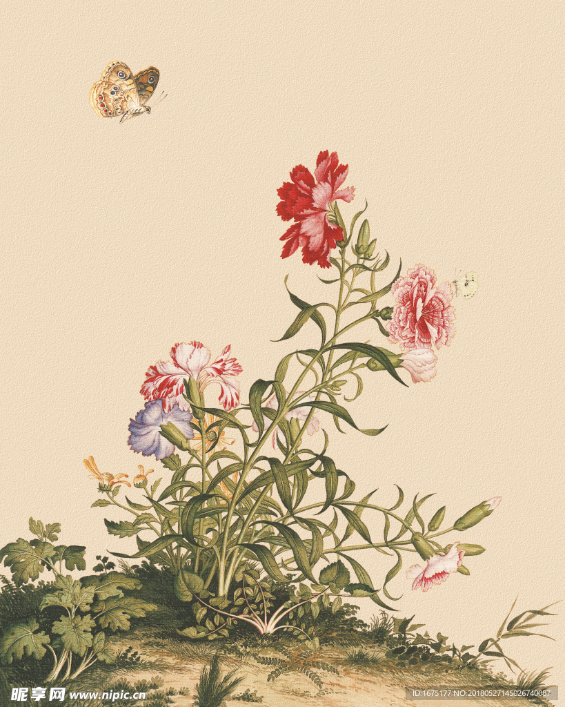 水墨花蝶