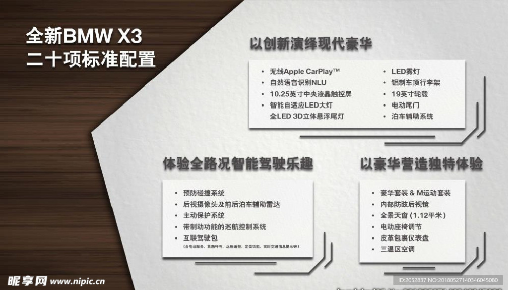 全新BMW X3二十项标准配置