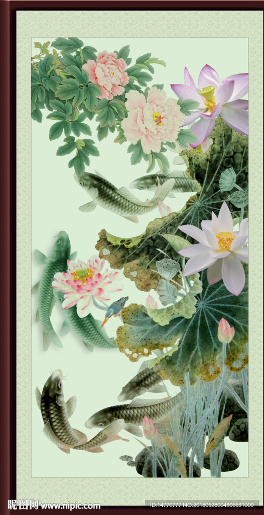 荷花国画