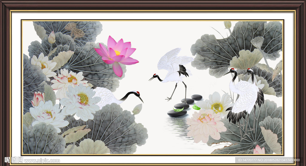 荷花仙鹤