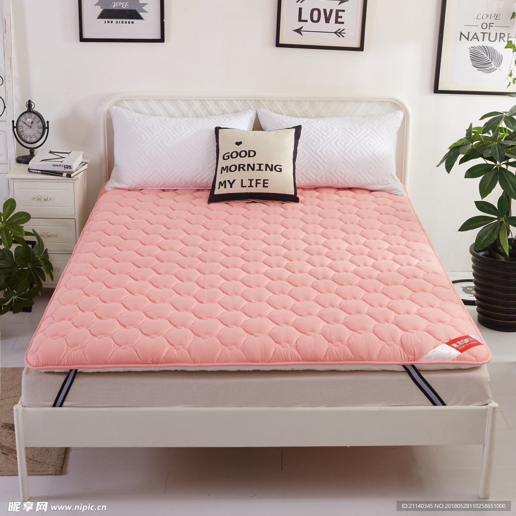 床垫 纯色 绗缝 床品 家纺