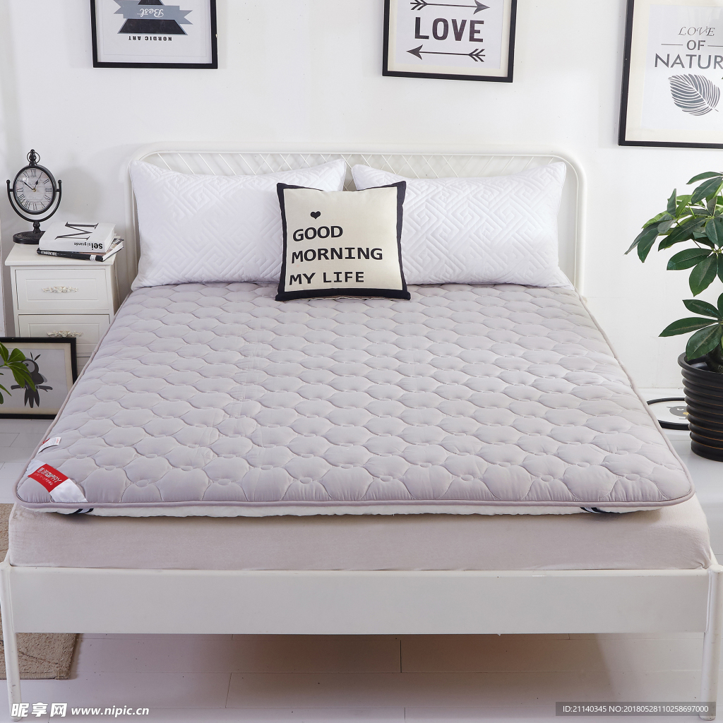 床垫 纯色 绗缝 床品 家纺