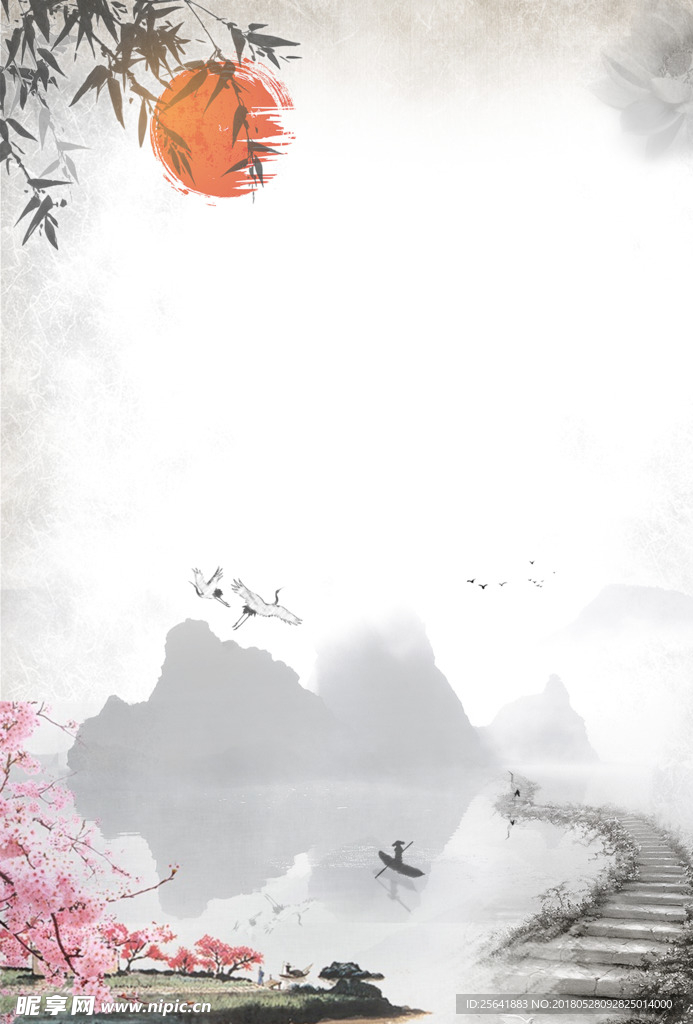 中国古风水墨背景图