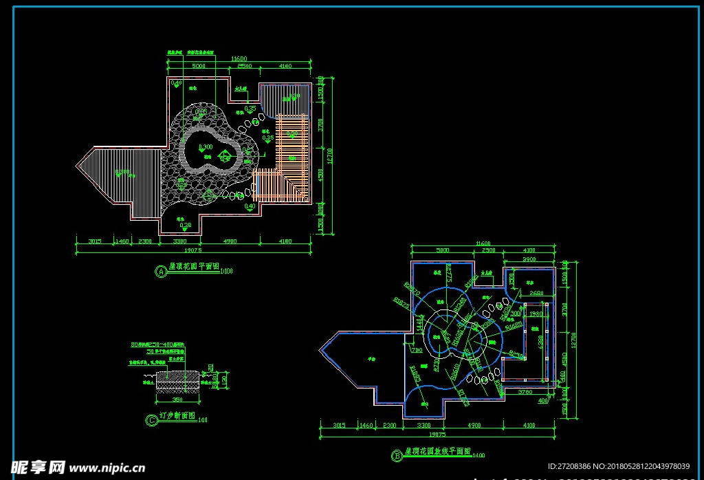 屋顶花园施工图CAD