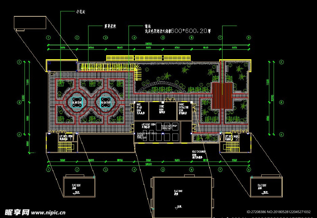 办公楼的屋顶花园CAD平面图