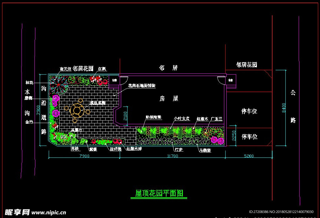 小区屋顶花园CAD平面图
