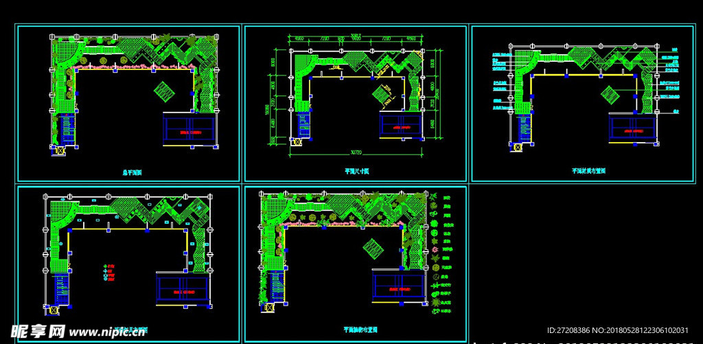 屋顶花园绿化设计CAD平面图