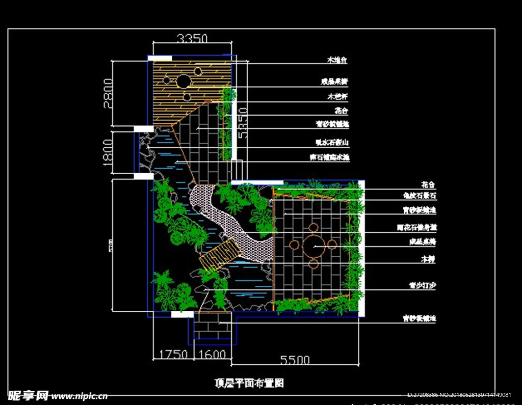 屋顶花园平面布置图CAD