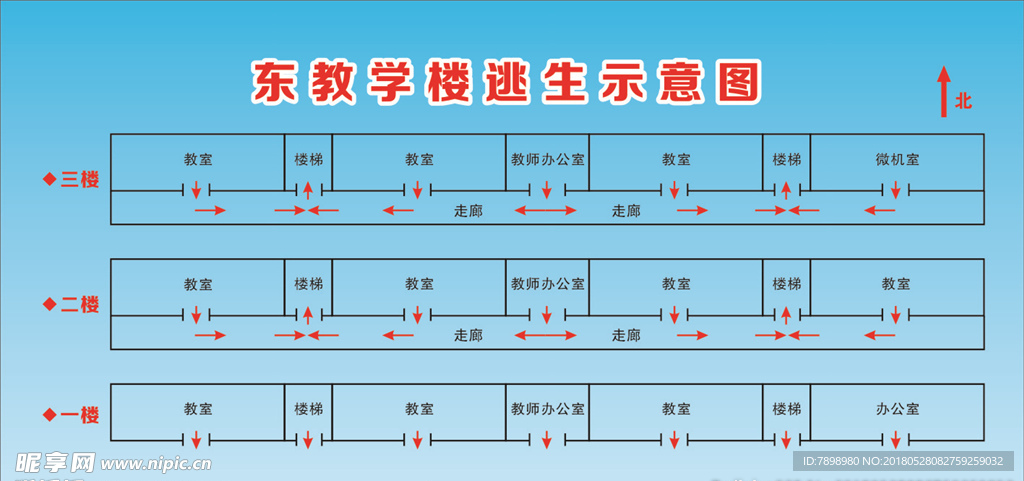 教学楼逃生示意图