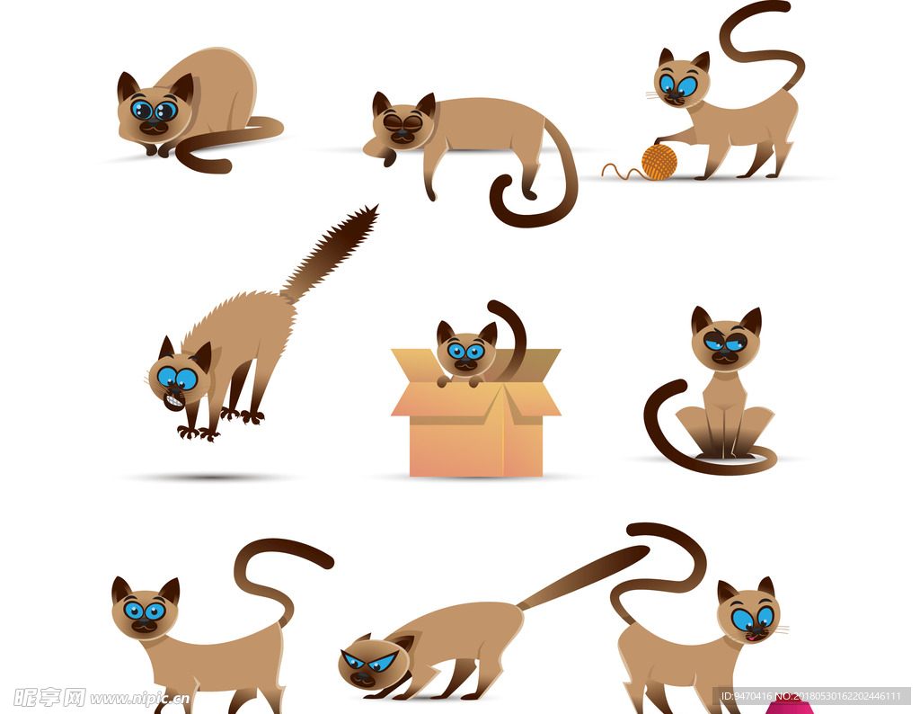 小猫卡通形象矢量图