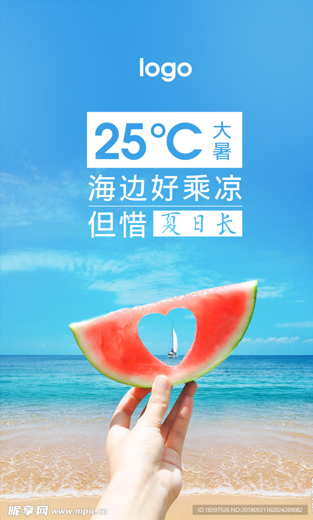 夏天海边西瓜创意图