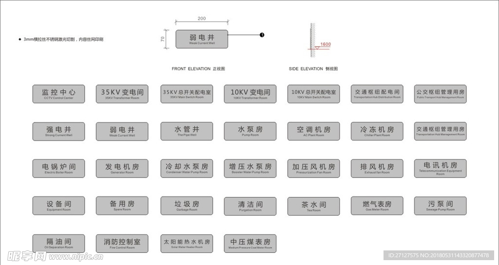 商场酒店小区医院设备间门牌大全