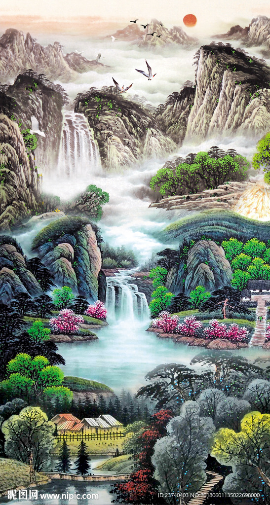 山水国画玄关
