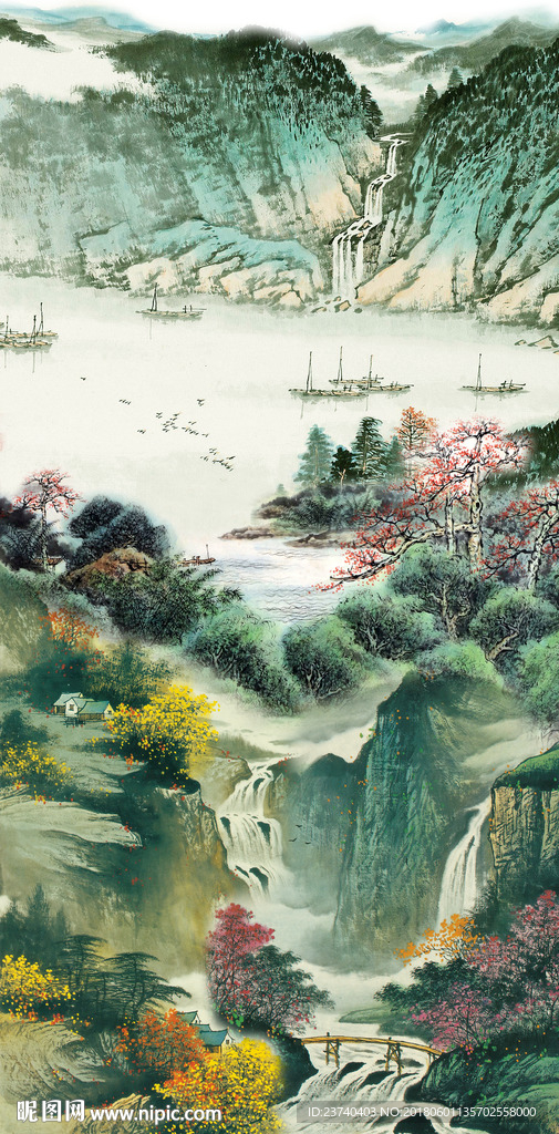 山水国画玄关