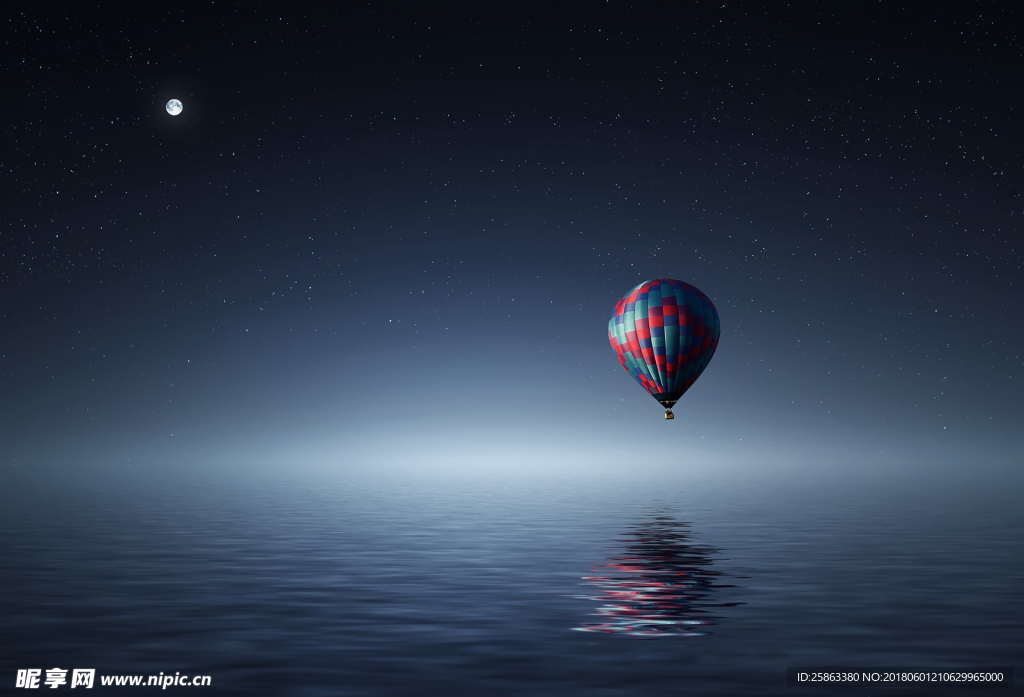 海洋 星空 热气球 气球